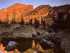 Hallett Peak and Lake Haiyaha at Sunrise, Rocky Mountain National Park, Colorado